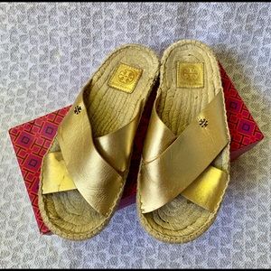 Tory Burch Bima Metallic Gold flats
